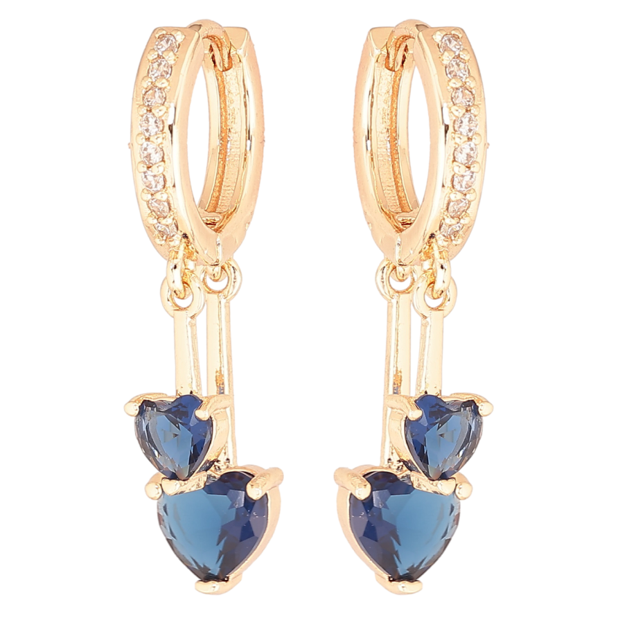 Серьги Xuping M&L Цвет 18K подвески на колечках Синие кристальные сердечки фото №1