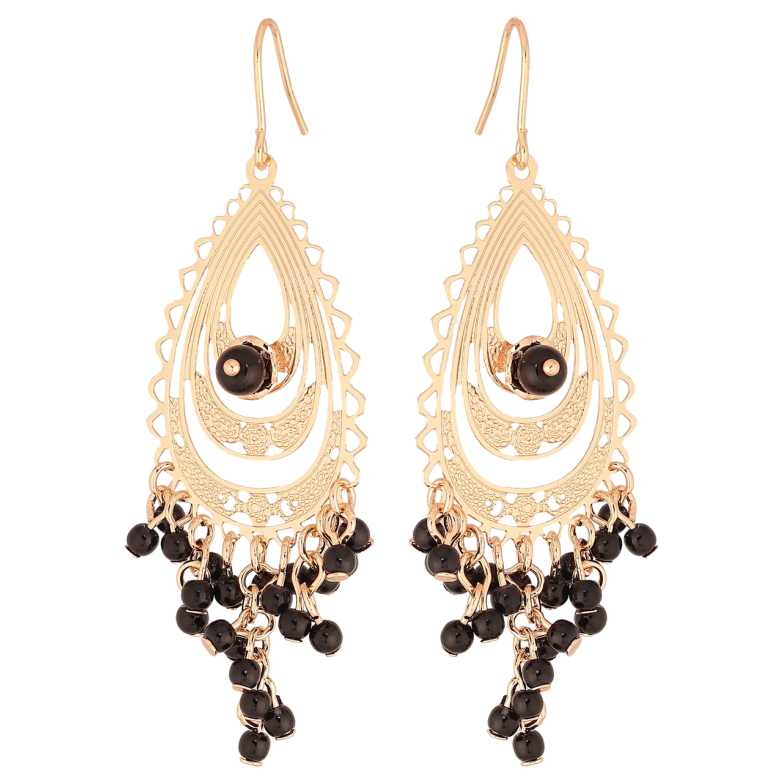 Сережки Xuping M&L Колір 18K французький замок «Декоративні підвіски з чорними намистинами» фото №6