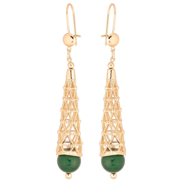 Сережки Xuping M&L Колір 18K французький замок «Зелені намистини під різьбленим куполом» фото №11