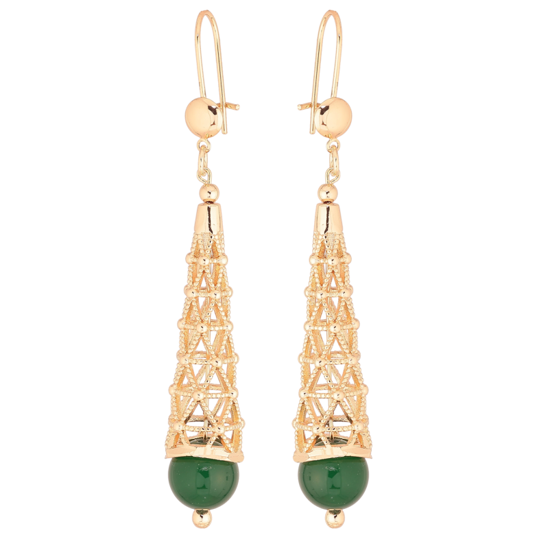 Сережки Xuping M&L Колір 18K французький замок «Зелені намистини під різьбленим куполом» фото №7