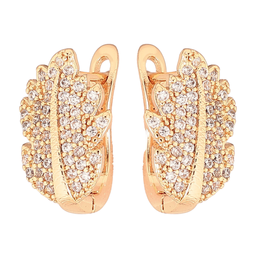Серьги Xuping M&L Цвет 18K английский замок Листики с инкрустацией цирконием фото №1