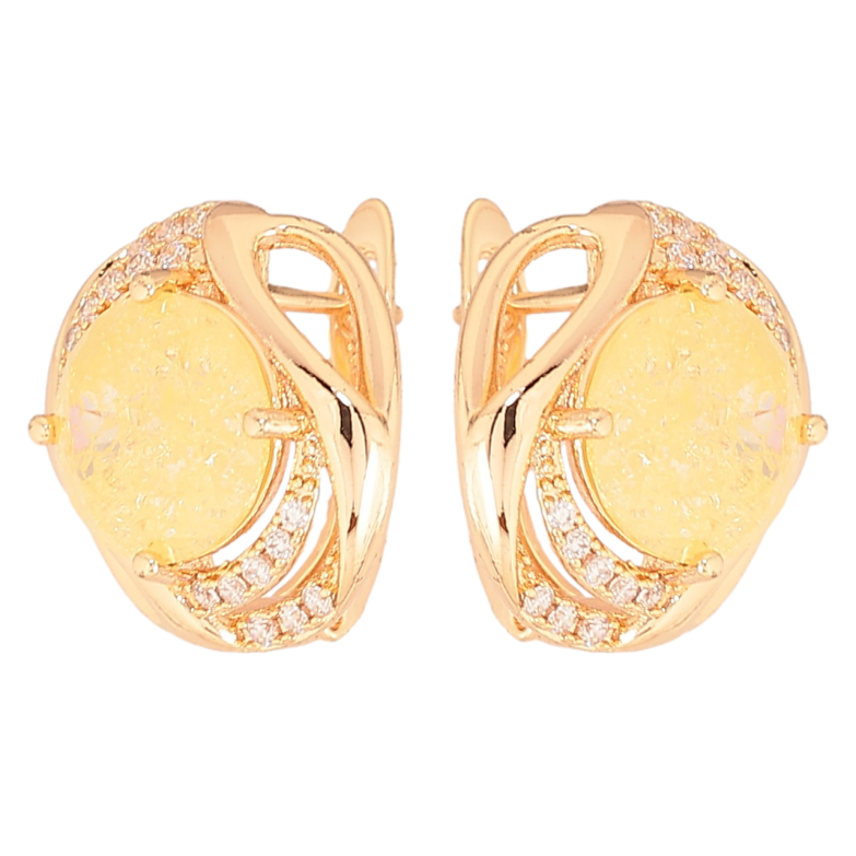 Серьги Xuping M&L Цвет 18K английский замок Узор с желтыми кристаллами и цирконием фото №1