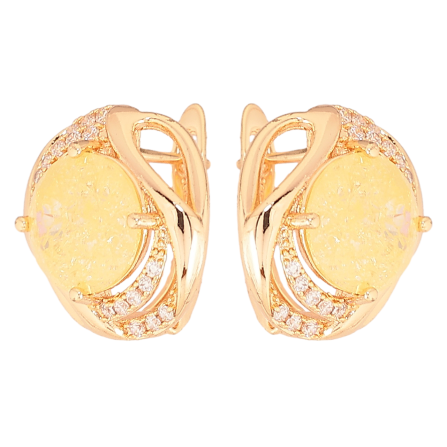 Серьги Xuping M&L Цвет 18K английский замок Узор с желтыми кристаллами и цирконием фото №1