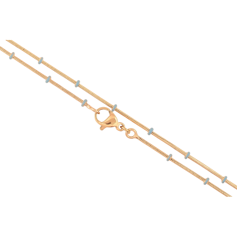 Цепочка Xuping Позолота 18K Плетение Ювелирный шнур с голубыми эмалевыми бусинами длинна 45см х 1мм фото №7