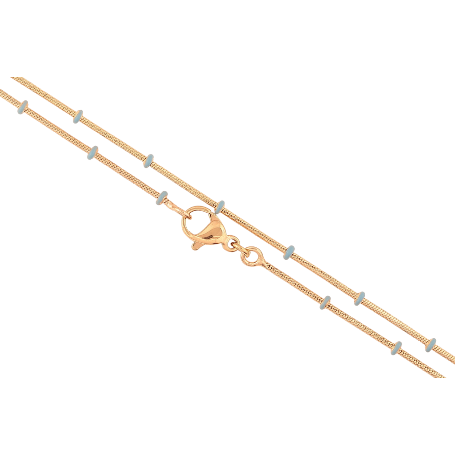 Ланцюжок Xuping Позолота 18K «Плетіння Ювелірний шнур з блакитними емалевими намистинами» довжина 45см х 1мм фото №1