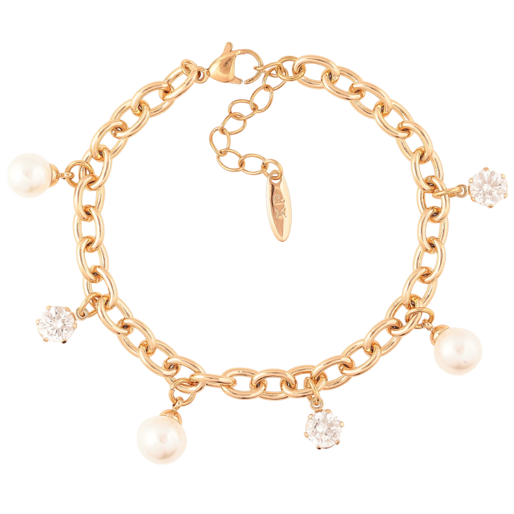 Браслет Xuping Позолота 18K «Ланцюжок з кристалами і перлами» довжина з доп. ланцюжком 17.5-21см х 5мм фото №10