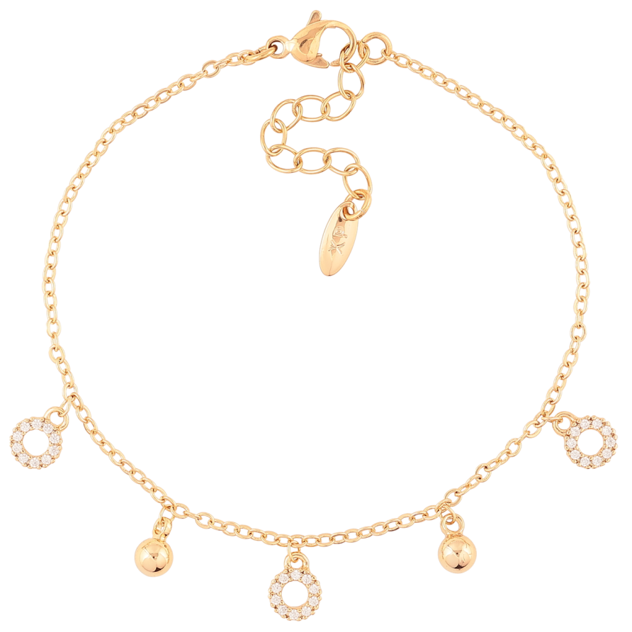 Браслет Xuping Позолота 18K «Ланцюжок з підвісками» довжина з доп. ланцюжком 16.5-19.5см х 1.5мм фото №1