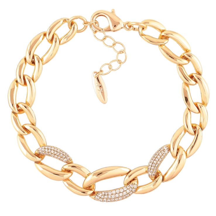 Браслет Xuping Позолота 18K «Ланцюжок з інкрустацією цирконієм» довжина з доп. ланцюжком 19-22.5см х 9мм фото №11