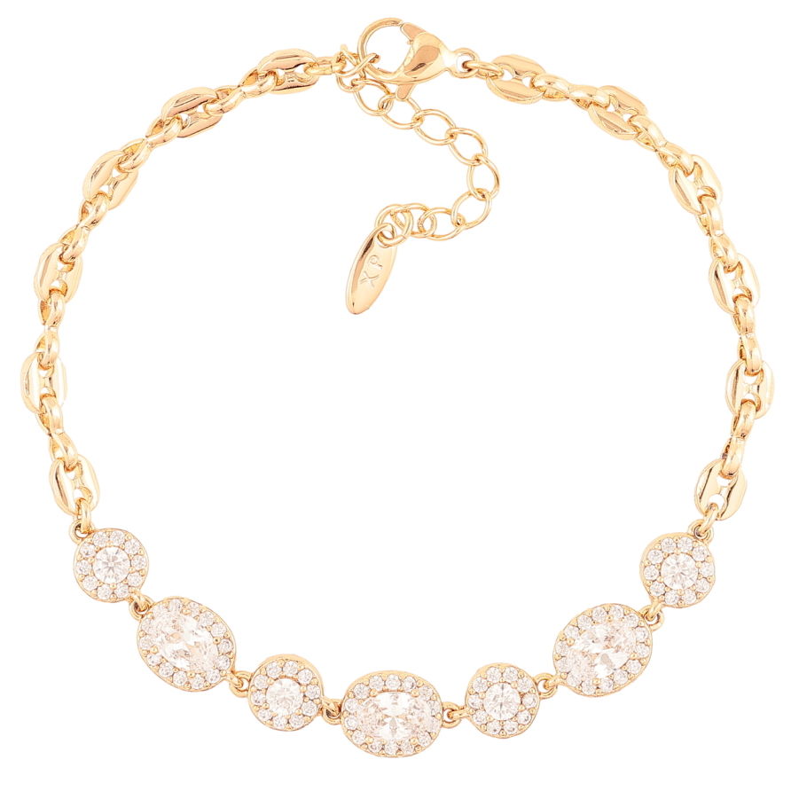 Браслет Xuping Позолота 18K «Кришталевий блиск» довжина з доп. ланцюжком 17.5-21см х 4мм фото №1