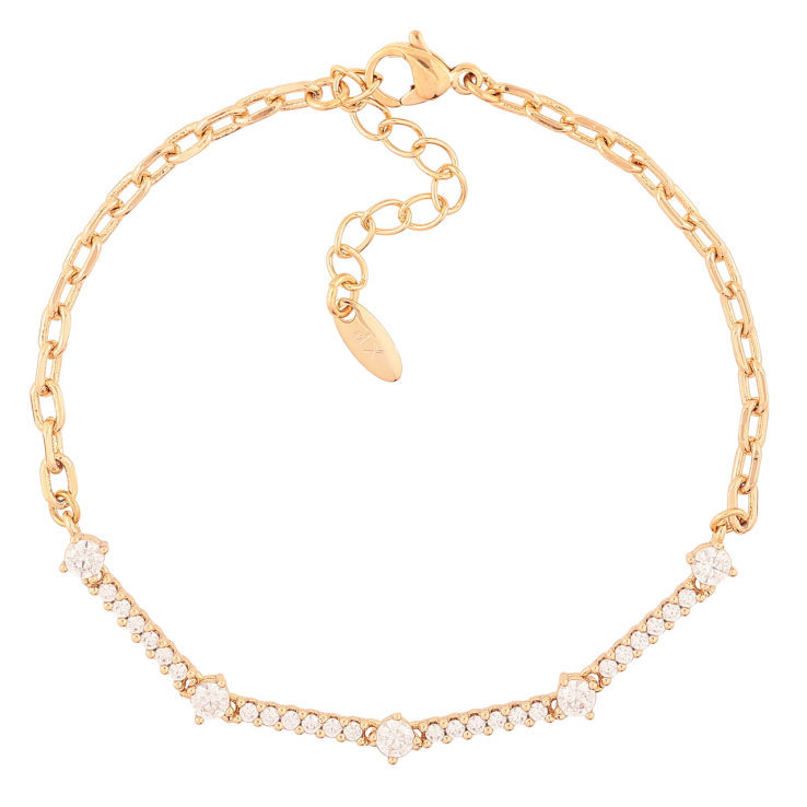 Браслет Xuping Позолота 18K Цепочка с вставкой дорожки циркония длинна с доп. цепочкой 17-20см х 2.5мм фото №25