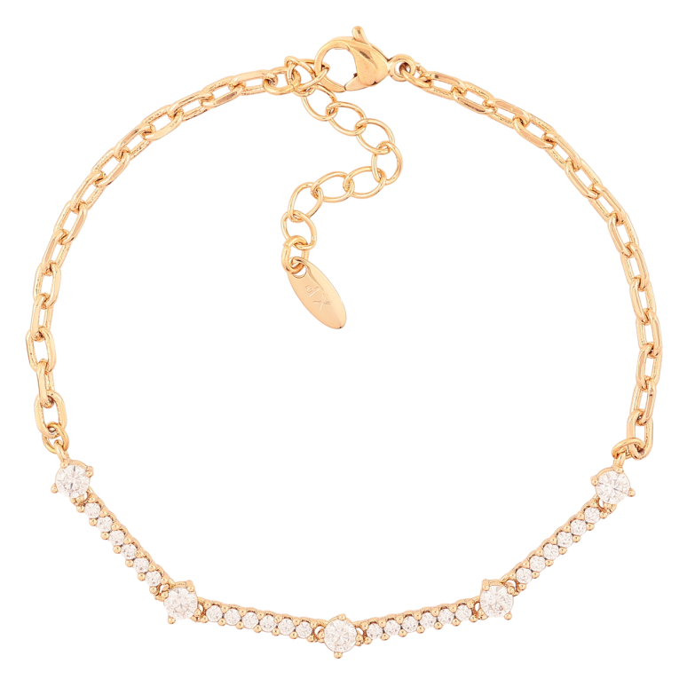 Браслет Xuping Позолота 18K Цепочка с вставкой дорожки циркония длинна с доп. цепочкой 17-20см х 2.5мм фото №6