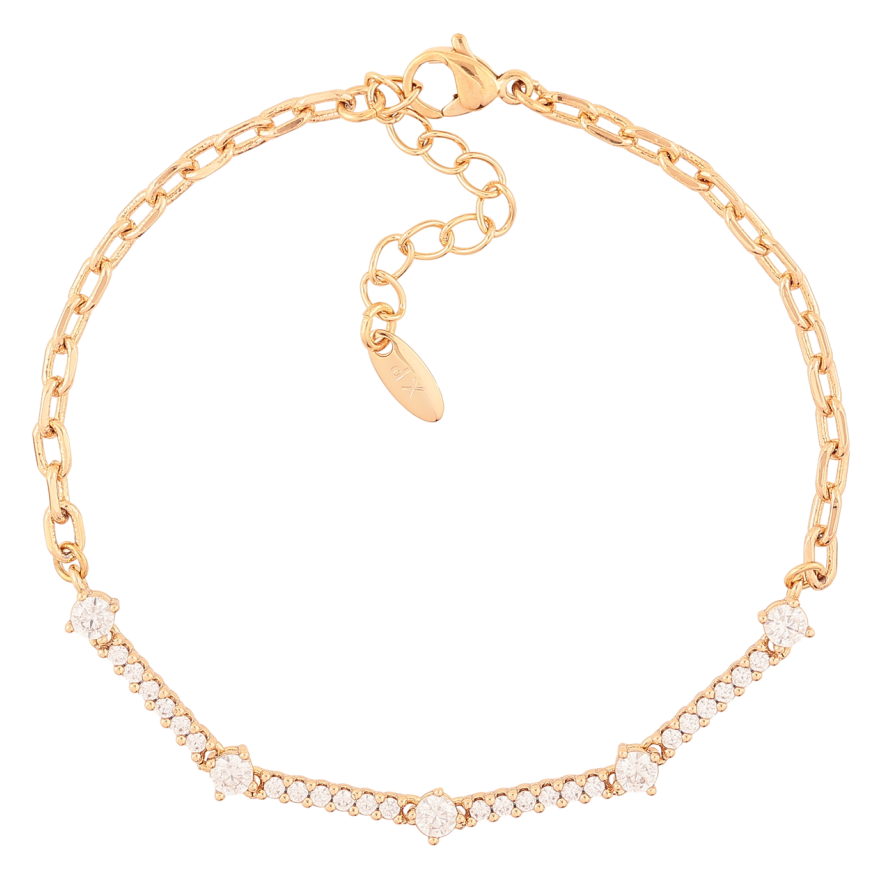 Браслет Xuping Позолота 18K Цепочка с вставкой дорожки циркония длинна с доп. цепочкой 17-20см х 2.5мм фото №1