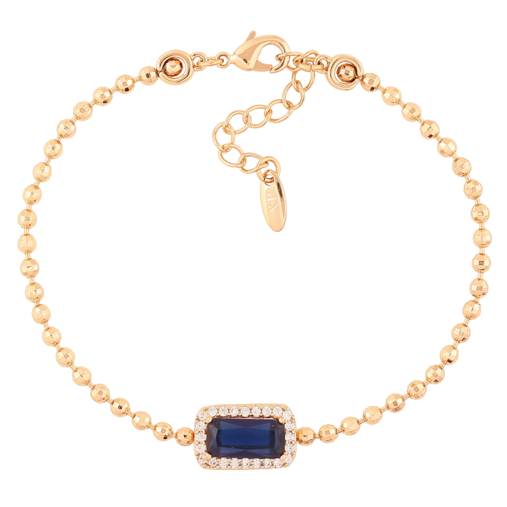 Браслет Xuping Позолота 18K «Синій фіаніт в обрамленні цирконію» довжина з доп. ланцюжком 17-20.5см х 2мм фото №8