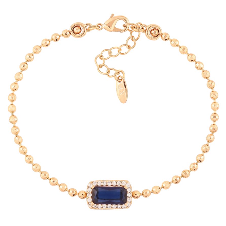 Браслет Xuping Позолота 18K Синий фианит в обрамлении циркония длинна с доп. цепочкой 17-20.5см х 2мм фото №1