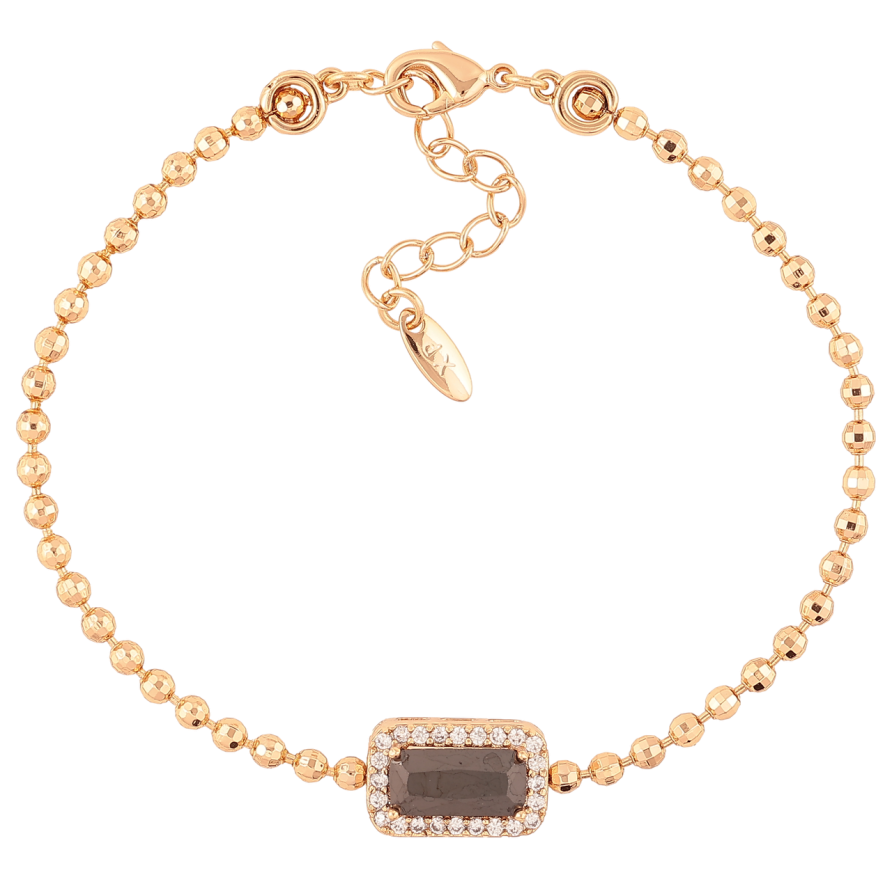 Браслет Xuping Позолота 18K «Чорний фіаніт в обрамленні цирконію» довжина з доп. ланцюжком 17.5-20.5см х 2мм фото №1