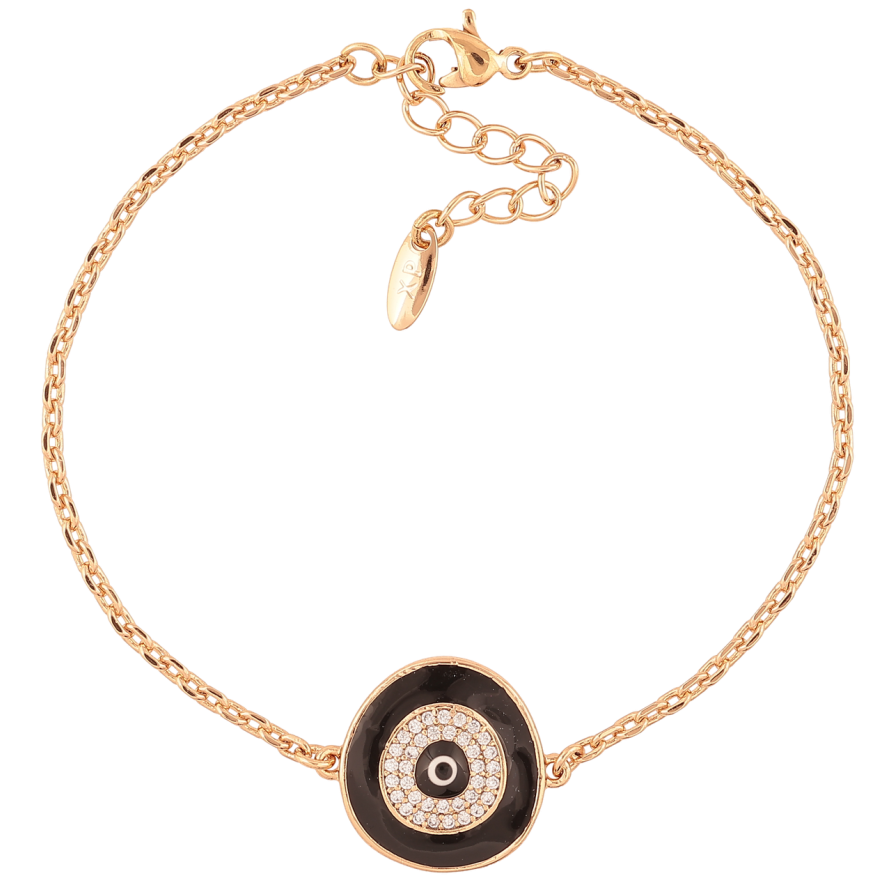 Браслет Xuping Позолота 18K «Вставка з чорною емаллю і цирконієм» довжина з доп. ланцюжком 17-20см х 1.5мм фото №1