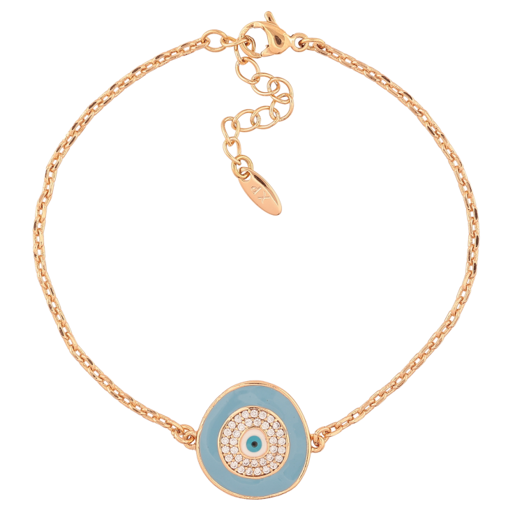 Браслет Xuping Позолота 18K Вставка с голубой эмалью и цирконием длинна с доп. цепочкой 17-20см х 1.5мм фото №4