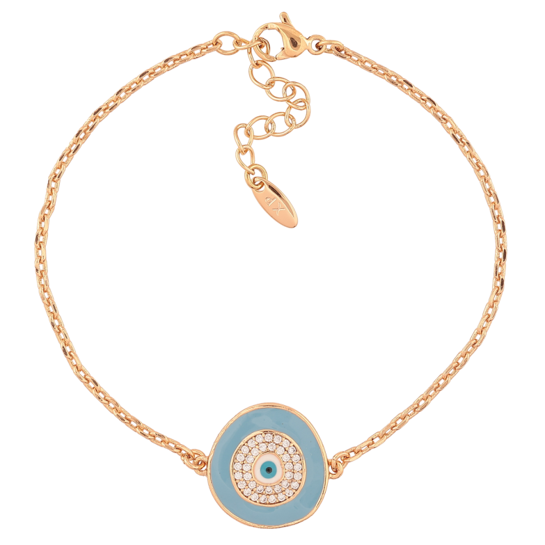 Браслет Xuping Позолота 18K Вставка с голубой эмалью и цирконием длинна с доп. цепочкой 17-20см х 1.5мм фото №7