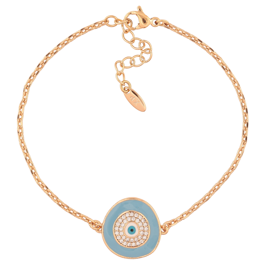 Браслет Xuping Позолота 18K Вставка с голубой эмалью и цирконием длинна с доп. цепочкой 17-20см х 1.5мм фото №1