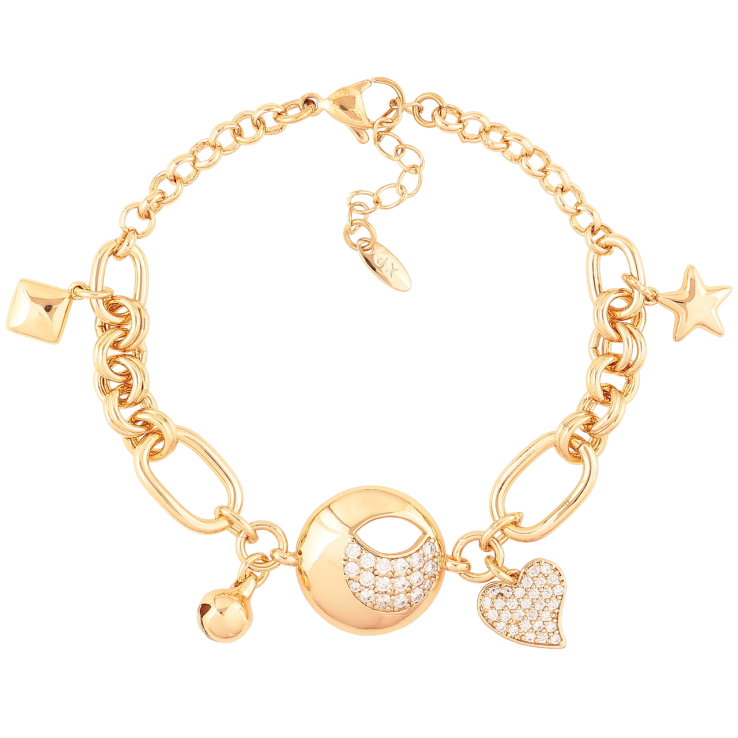 Браслет Xuping Позолота 18K «Комбінований ланцюжок з підвісками» довжина з доп. ланцюжком 18-20.5см х 4-8мм фото №21