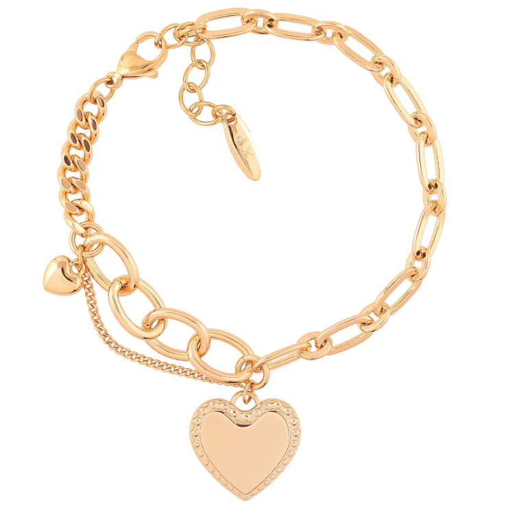 Браслет Xuping Позолота 18K «Комбінований ланцюжок із сердечками» довжина з доп. ланцюжком 18-21см х 5мм фото №11