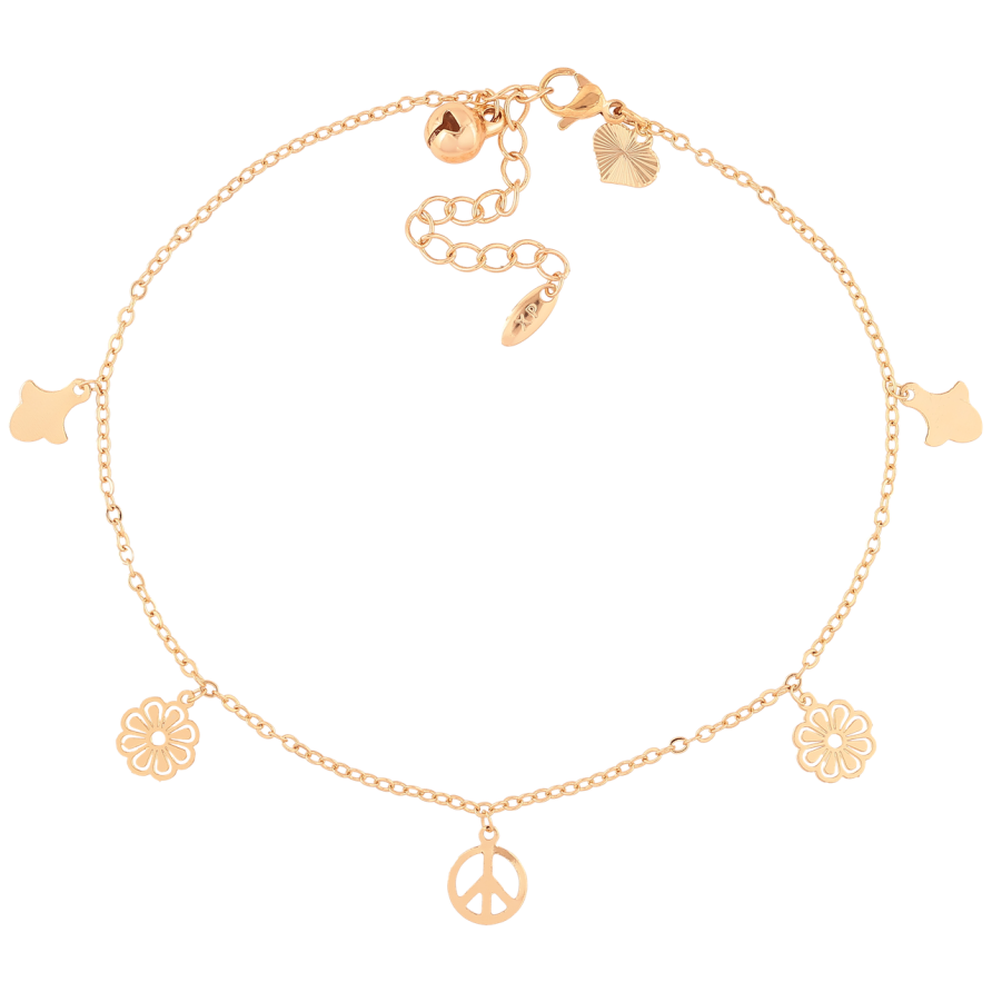 Браслет Xuping Позолота 18K на ногу «Ланцюжок з підвісками» розмір з доп.ланцюжком 22.5-28см х 1.5мм фото №1