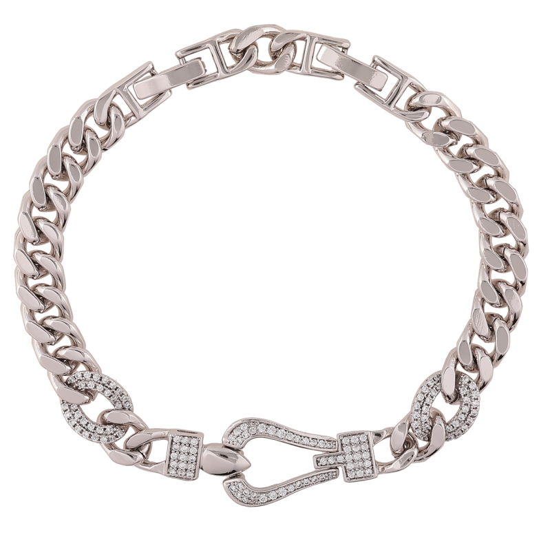 Браслет Xuping Родій «Ланцюжок з декоративною вставкою» розмір з доп. замком 17,19.5см х 6.5мм фото №1