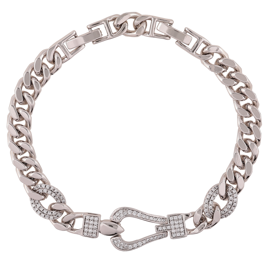 Браслет Xuping Родій «Ланцюжок з декоративною вставкою» розмір з доп. замком 17,19.5см х 6.5мм фото №1