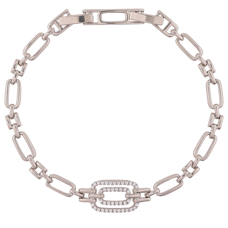 Браслет Xuping Родий Декоративное плетение с цирконием размер с доп. замком 16.5,18.5см х 5мм фото №1