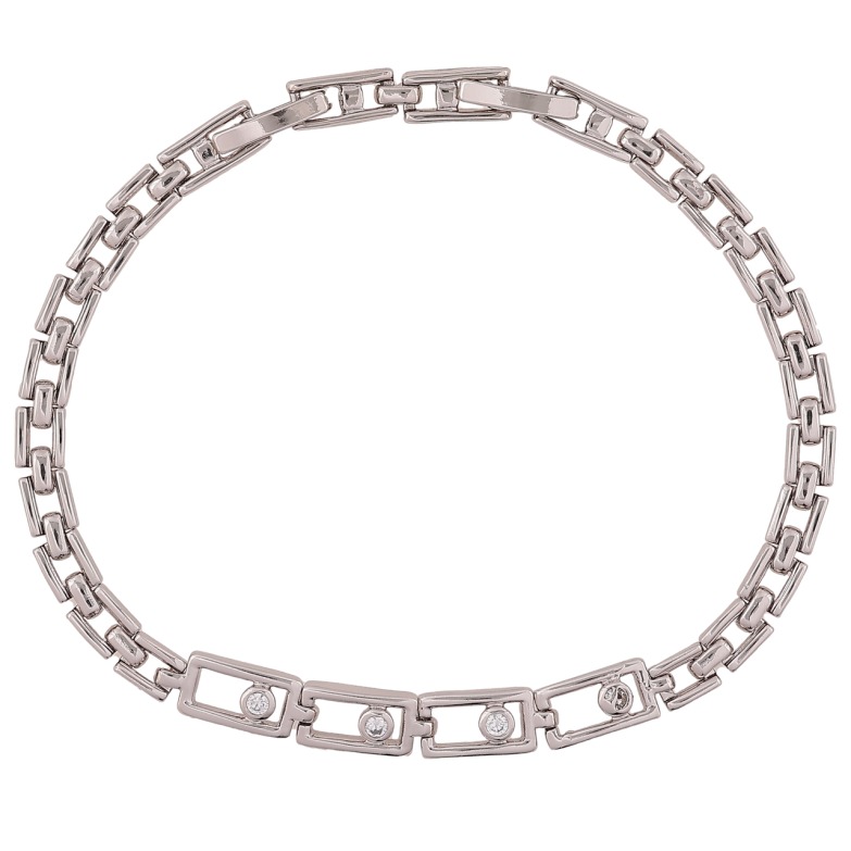 Браслет Xuping Родій «Браслетне плетіння з цирконієм» розмір з доп. замком 17,19см х 4мм фото №1