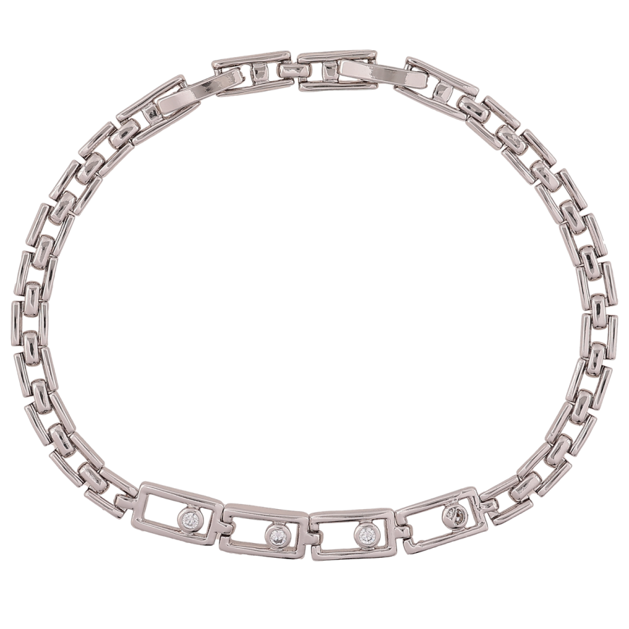 Браслет Xuping Родій «Браслетне плетіння з цирконієм» розмір з доп. замком 17,19см х 4мм фото №1