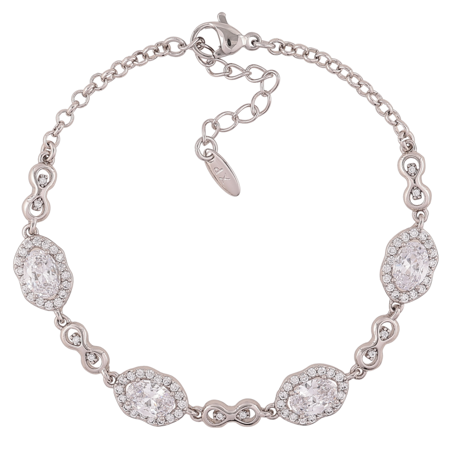 Браслет Xuping Родій «Декоративний візерунок з кришталевими вставками» розмір з доп. ланцюжком 17-20см х 2.5мм фото №1