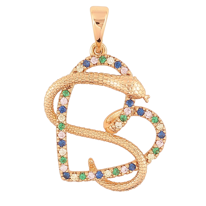 Кулон Xuping Позолота 18K Сердечко со змеей для цепочки до 5мм фото №7