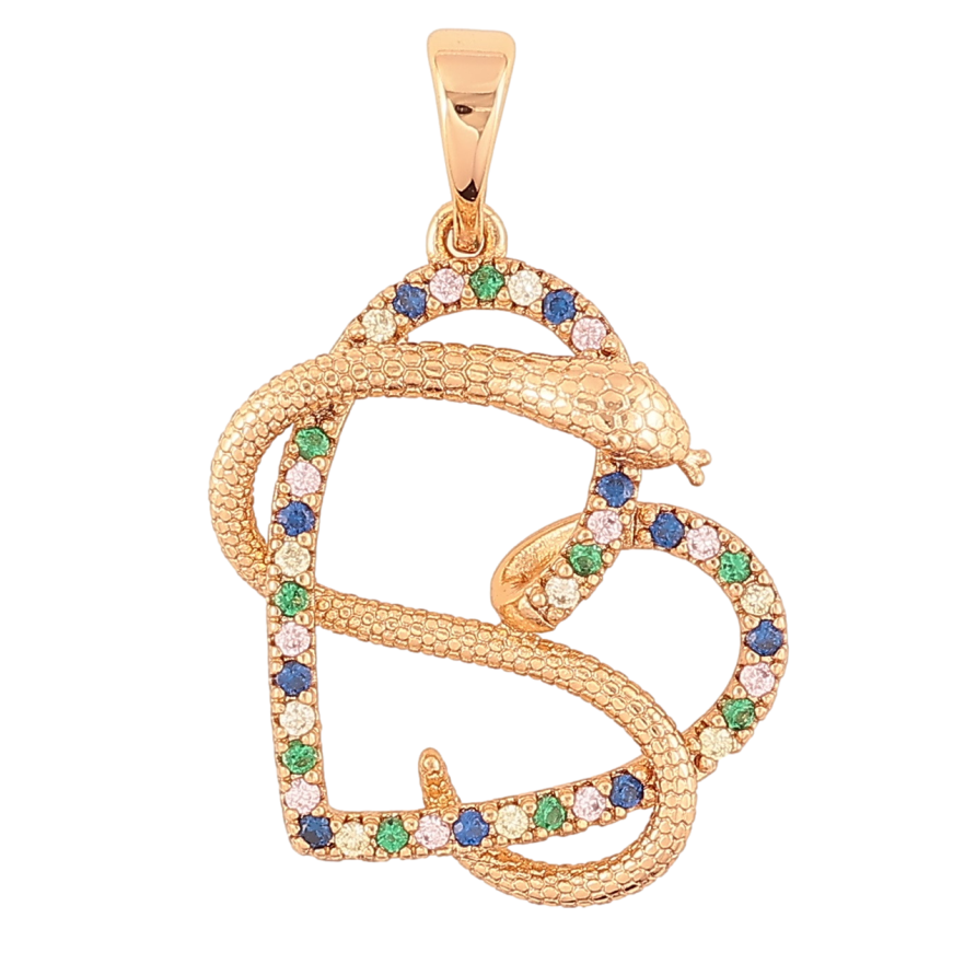 Кулон Xuping Позолота 18K Сердечко со змеей для цепочки до 5мм фото №1