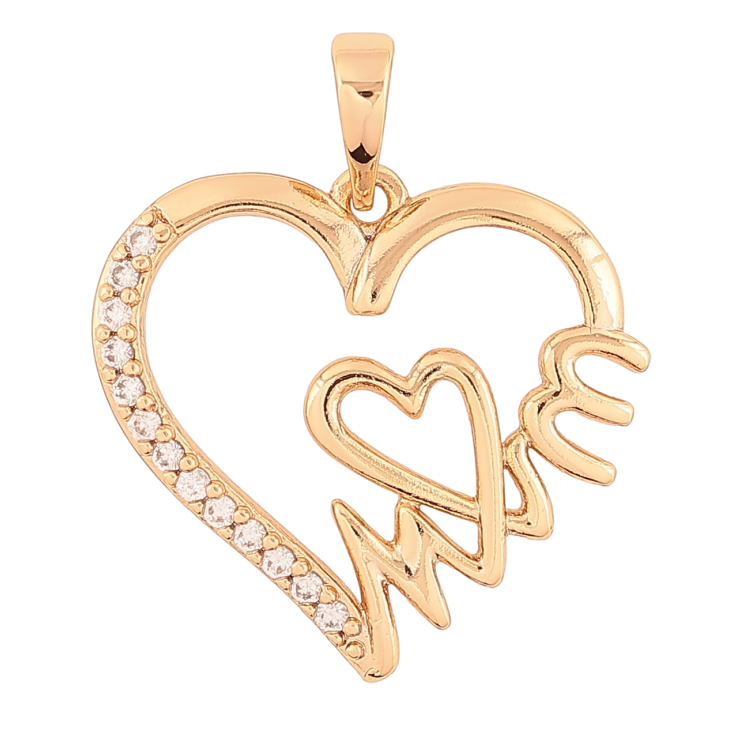 Кулон Xuping Позолота 18K «Сердечко з написом Мама» для ланцюжка до 6мм фото №5 Кулон Xuping Позолота 18K «Сердечко з написом Мама» для ланцюжка до 6мм фото №5