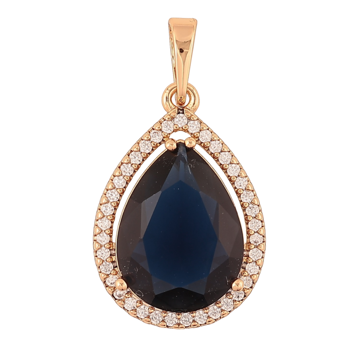 Кулон Xuping Позолота 18K Синяя кристальная капля в обрамлении циркония для цепочки до 5мм фото №7