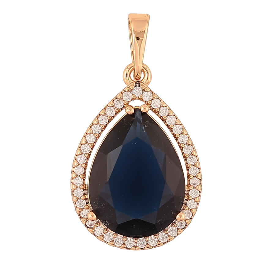 Кулон Xuping Позолота 18K Синяя кристальная капля в обрамлении циркония для цепочки до 5мм фото №1