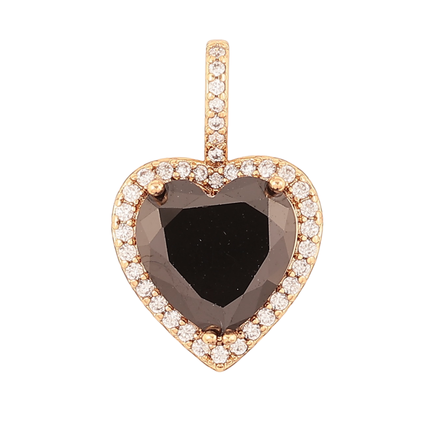 Кулон Xuping Позолота 18K Черное кристальное сердечко для цепочки до 5мм фото №1