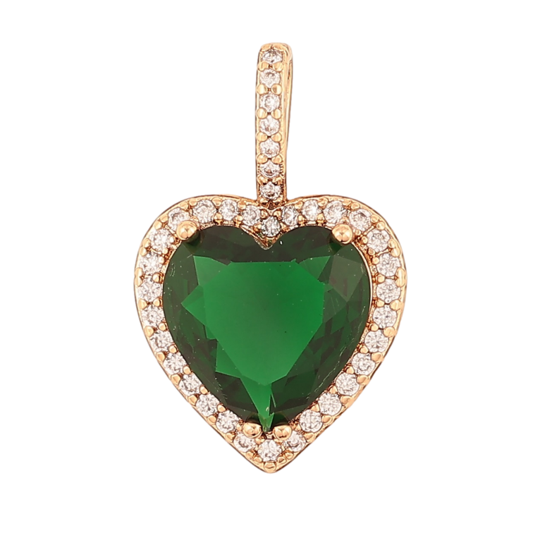 Кулон Xuping Позолота 18K Зеленое кристальное сердечко для цепочки до 5мм фото №1