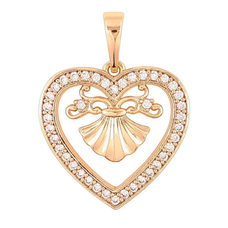 Кулон Xuping Позолота 18K Сердечко с декоративным узором и цирконием для цепочки до 6мм фото №15