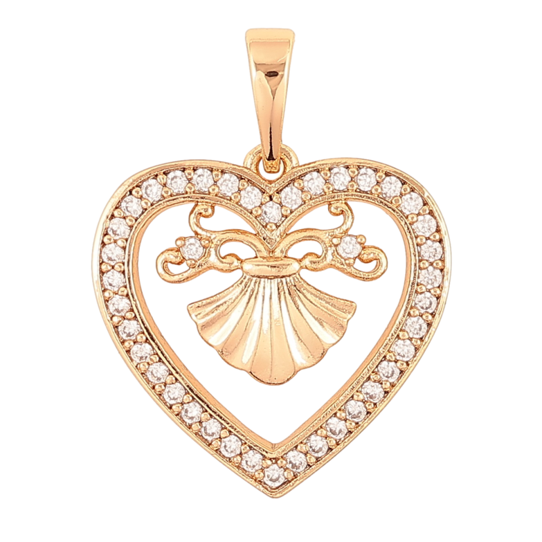 Кулон Xuping Позолота 18K Сердечко с декоративным узором и цирконием для цепочки до 6мм фото №1