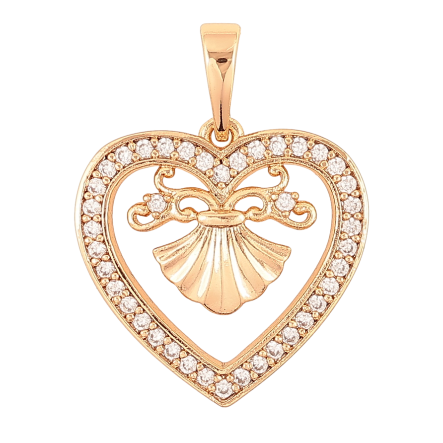 Кулон Xuping Позолота 18K Сердечко с декоративным узором и цирконием для цепочки до 6мм фото №1