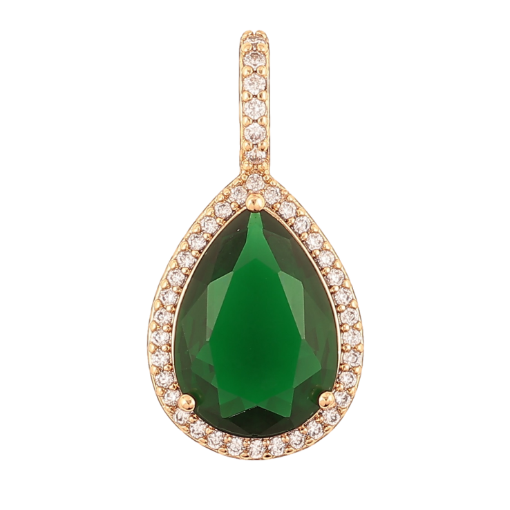 Кулон Xuping Позолота 18K «Зелена кришталева крапля» для ланцюжка до 4мм фото №21