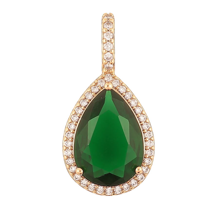Кулон Xuping Позолота 18K «Зелена кришталева крапля» для ланцюжка до 4мм фото №1