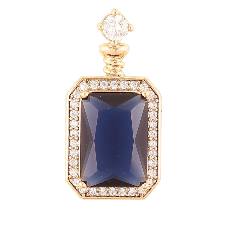 Кулон Xuping Позолота 18K Синий фианит в обрамлении циркония для цепочки до 4мм фото №1