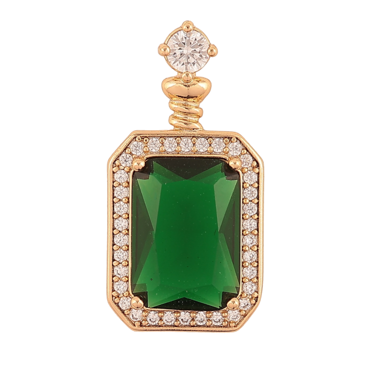 Кулон Xuping Позолота 18K «Зелений фіаніт в обрамленні цирконію» для ланцюжка до 4мм фото №19