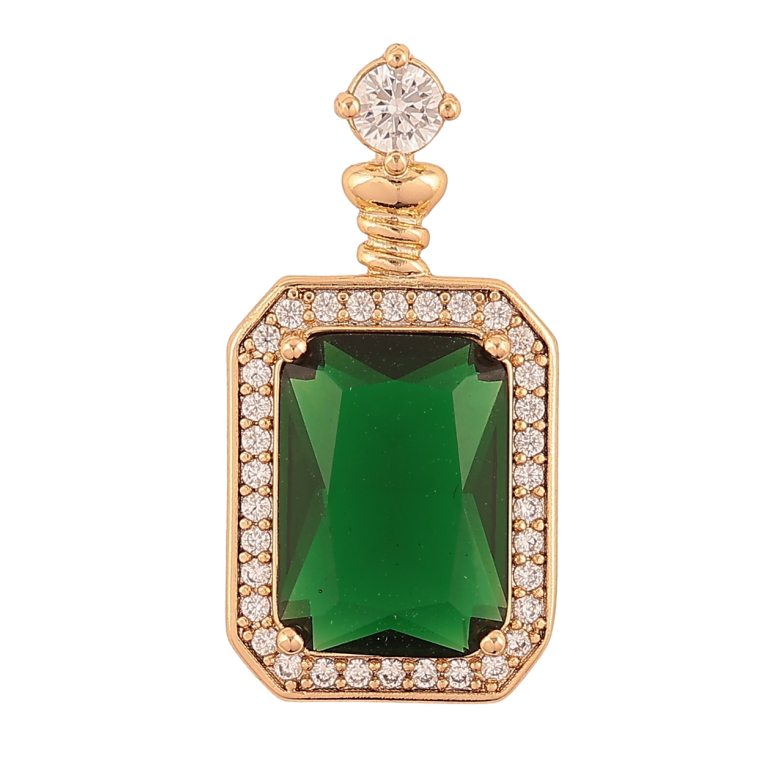 Кулон Xuping Позолота 18K Зеленый фианит в обрамлении циркония для цепочки до 4мм фото №1