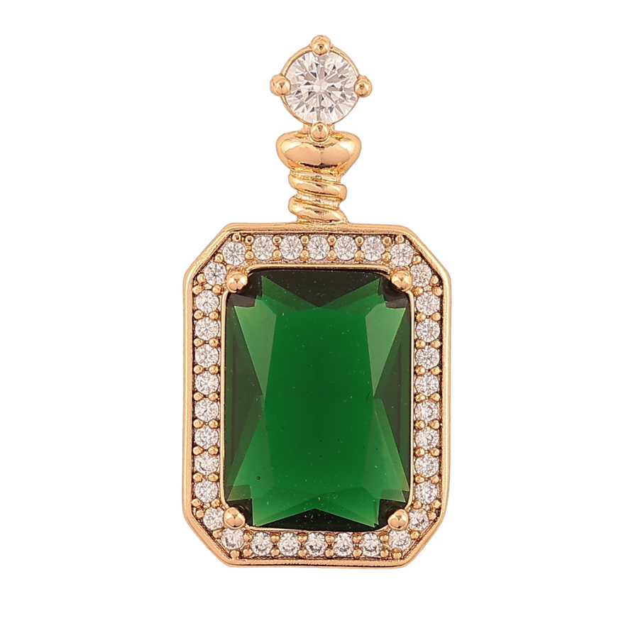 Кулон Xuping Позолота 18K «Зелений фіаніт в обрамленні цирконію» для ланцюжка до 4мм фото №1