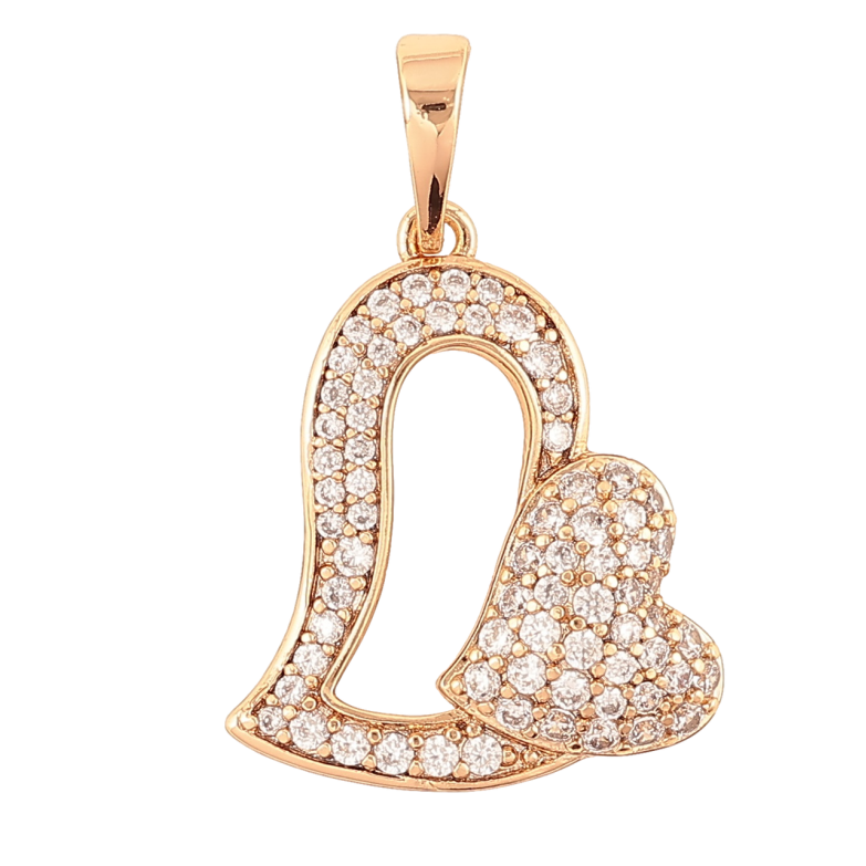 Кулон Xuping Позолота 18K «Сердечко з інкрустацією цирконієм» для ланцюжка до 6мм фото №1