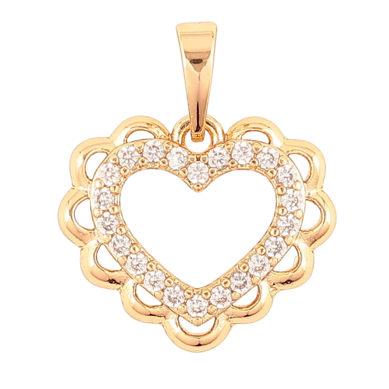 Кулон Xuping Позолота 18K «Ажурне сердечко з цирконієм» для ланцюжка до 6мм фото №1
